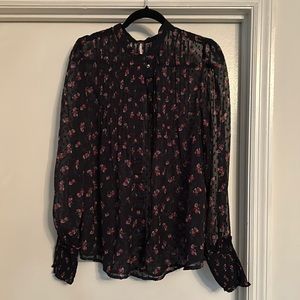 Free People sheer button down blouse